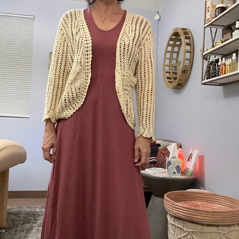 Isabella Rodriguez XL open knit cardigan sweater 3/4 sleeve cream